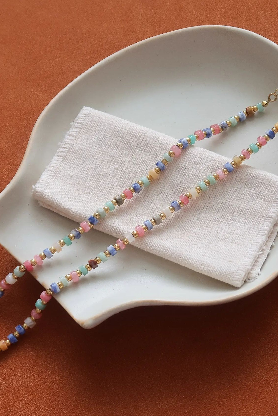 Rose & Lee Co Lyric Beaded Boho Necklace, 18k Gold Necklaces