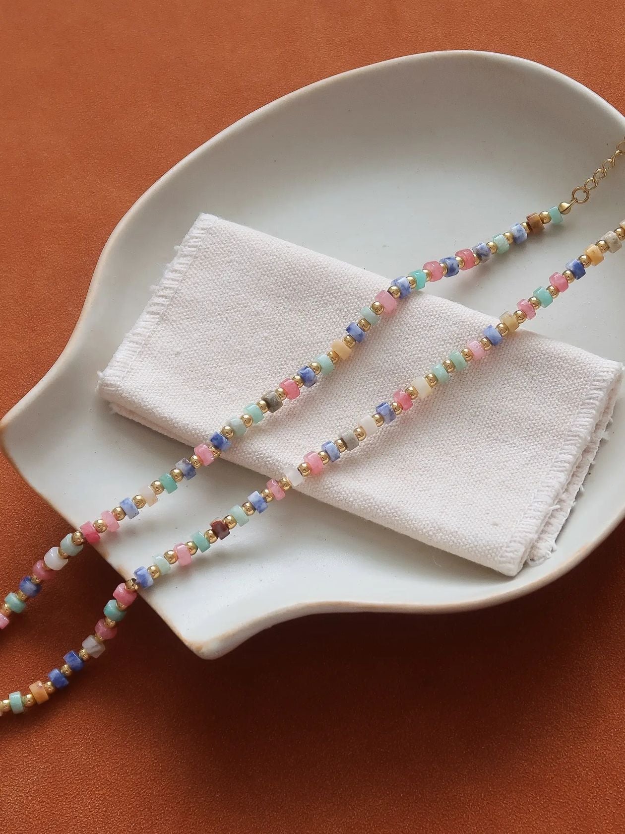 Rose & Lee Co Lyric Beaded Boho Necklace, 18k Gold Necklaces