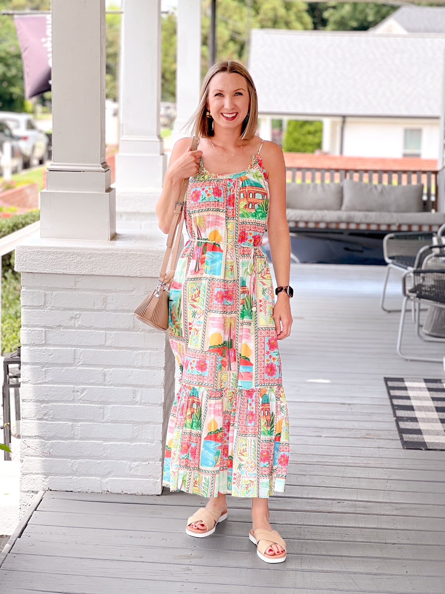 midi length vacation printed dress