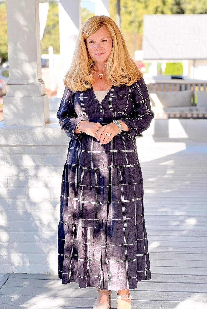 Rose & Lee Co Maeve Dress, Black Windowpane by Marine Layer unknown