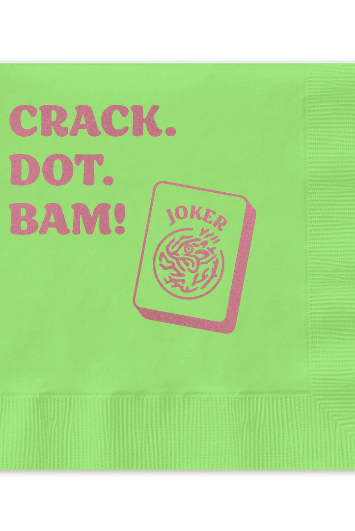 Rose & Lee Co Cocktail Napkin, Crack Dot Bam Mahjong Drinkware