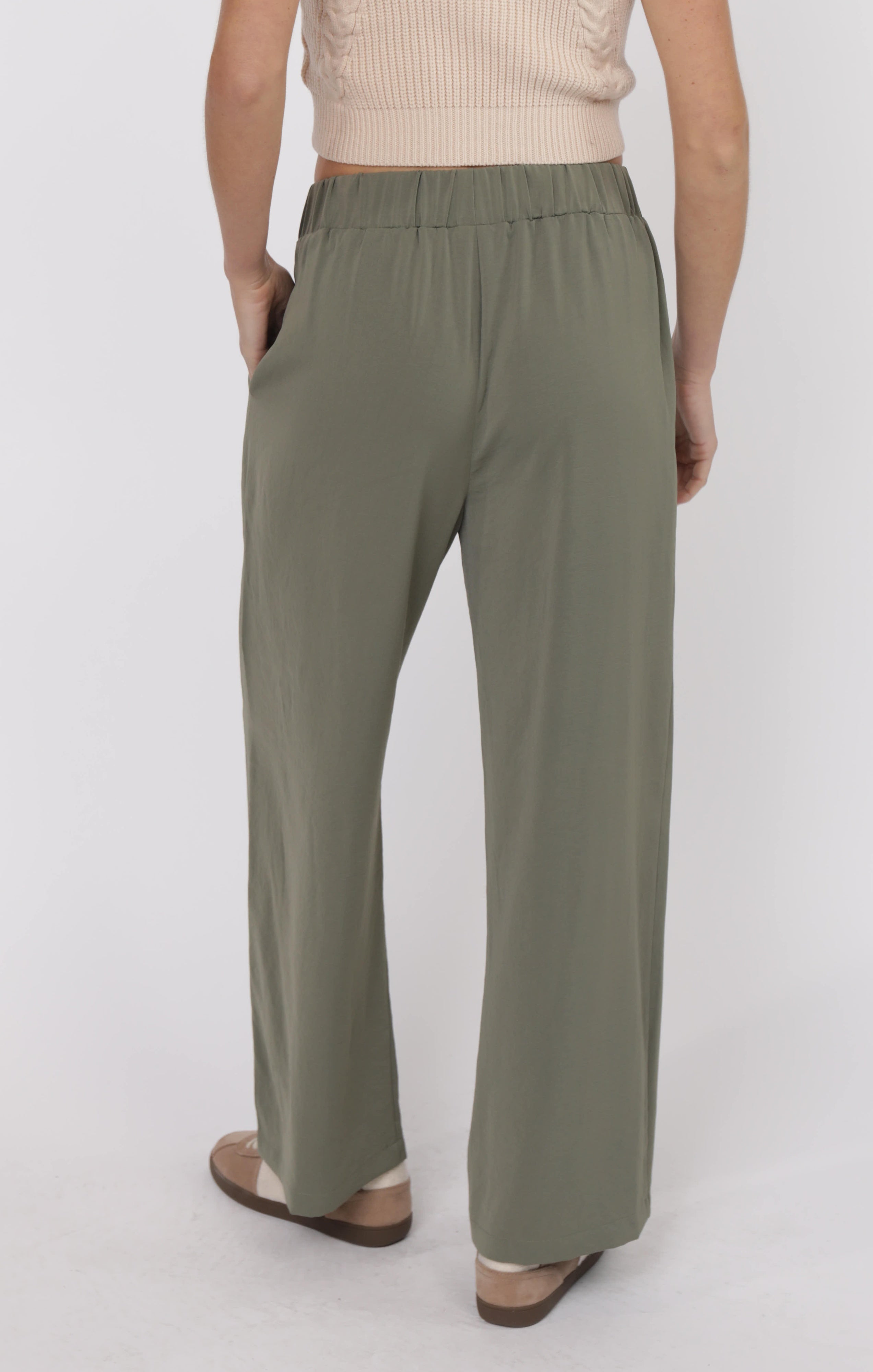 Dusty Olive Elastic Waistband Pants