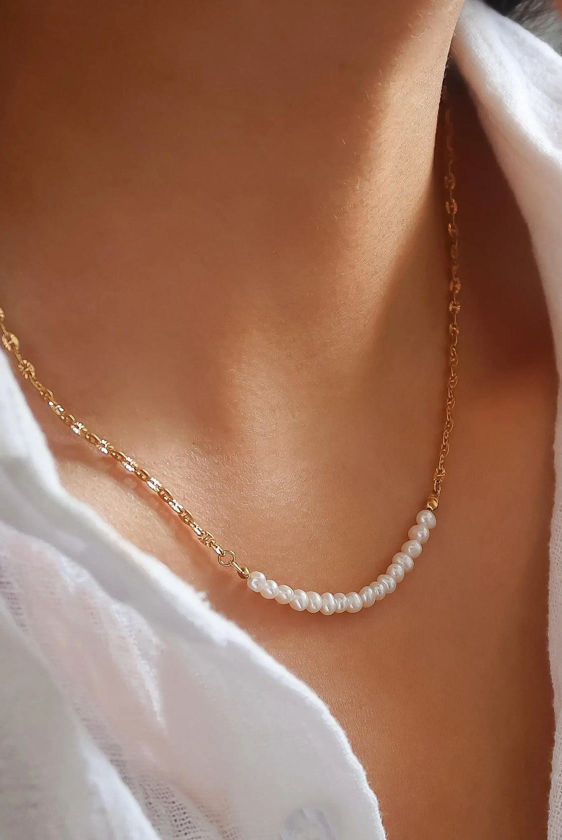 Rose & Lee Co Margaux Pearl Necklace, 18k Gold Necklaces
