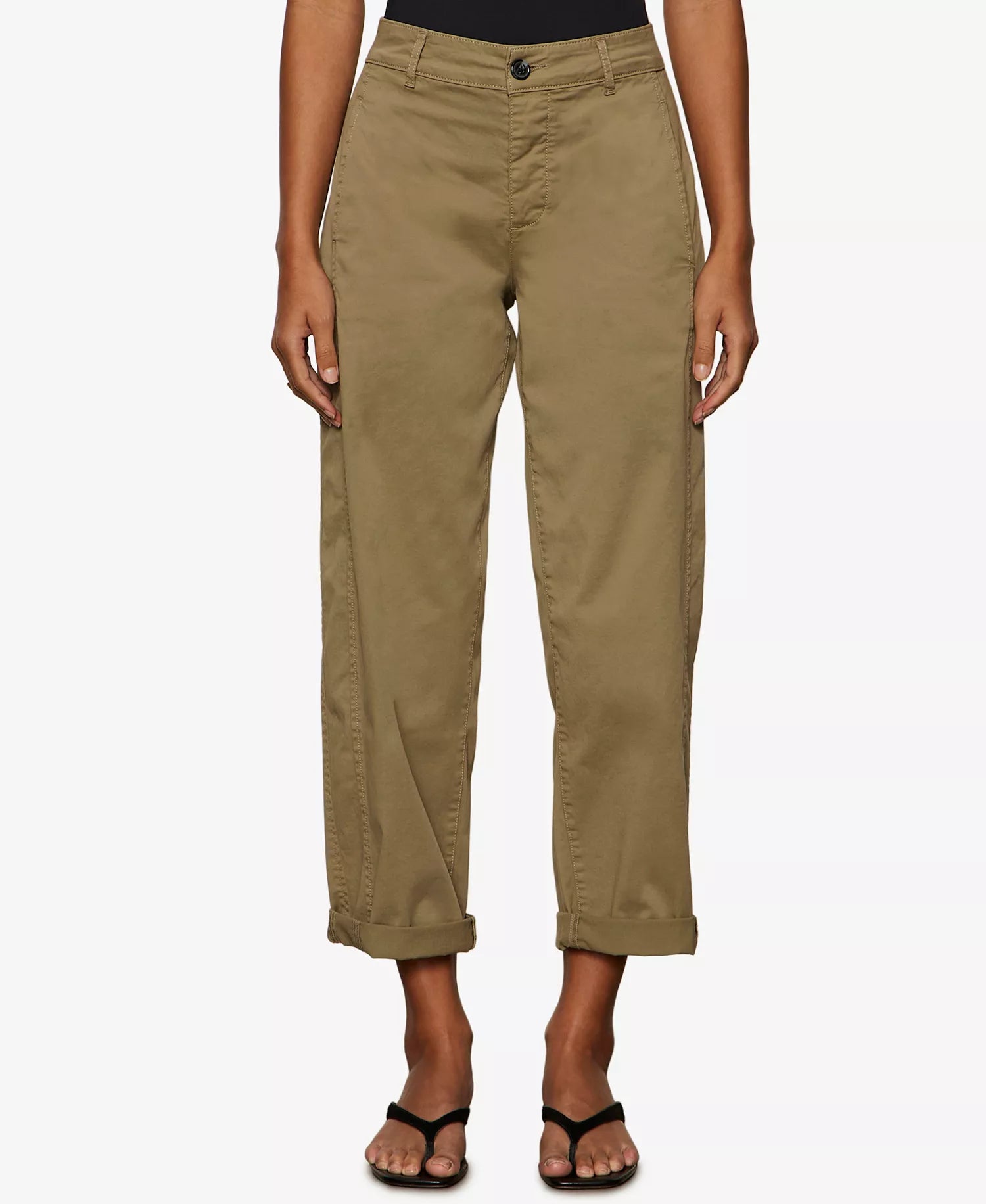 green cropped boyfriend style pants
