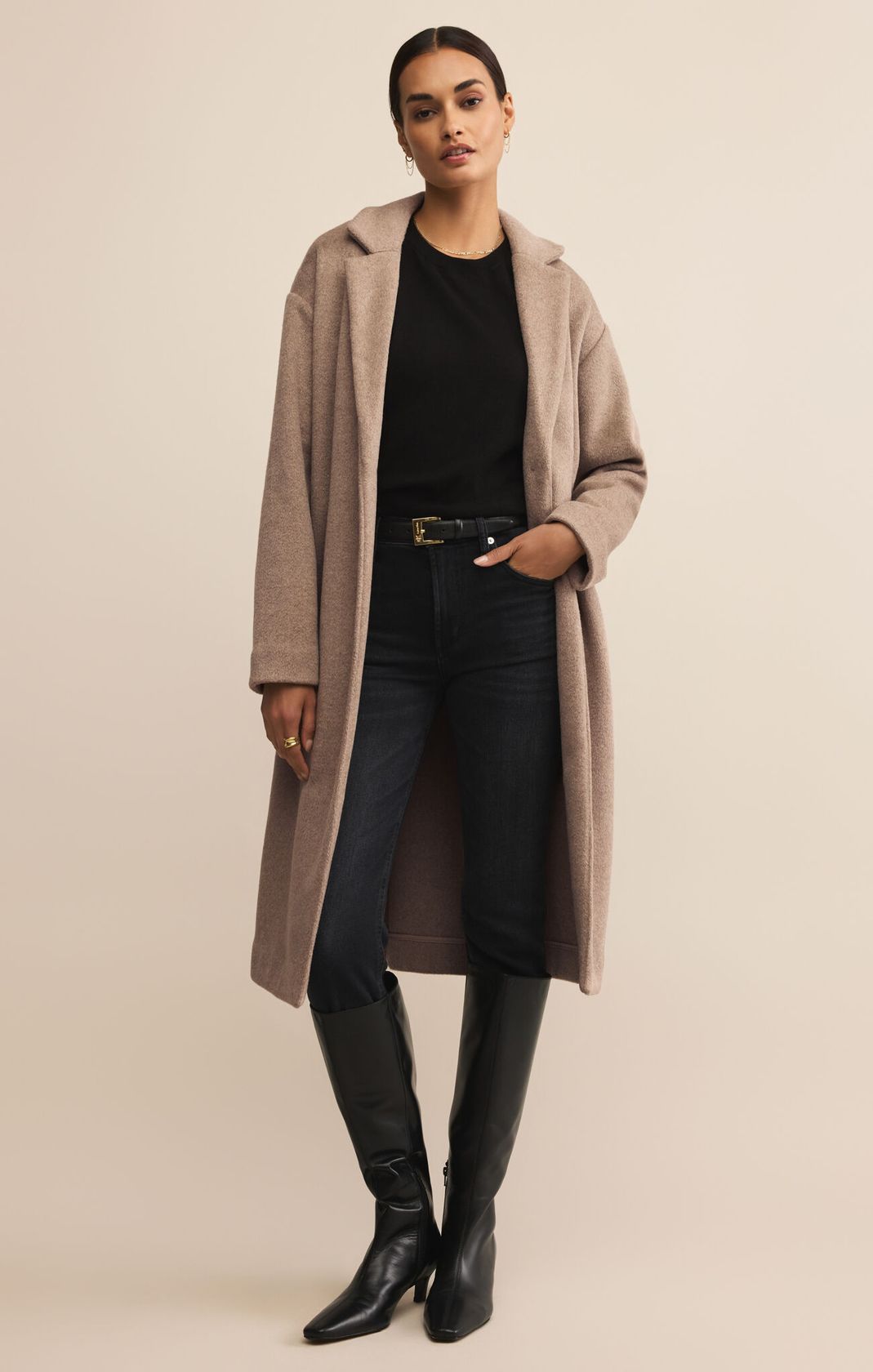 Long Sleeve Heathered Luxe Oversized Coat