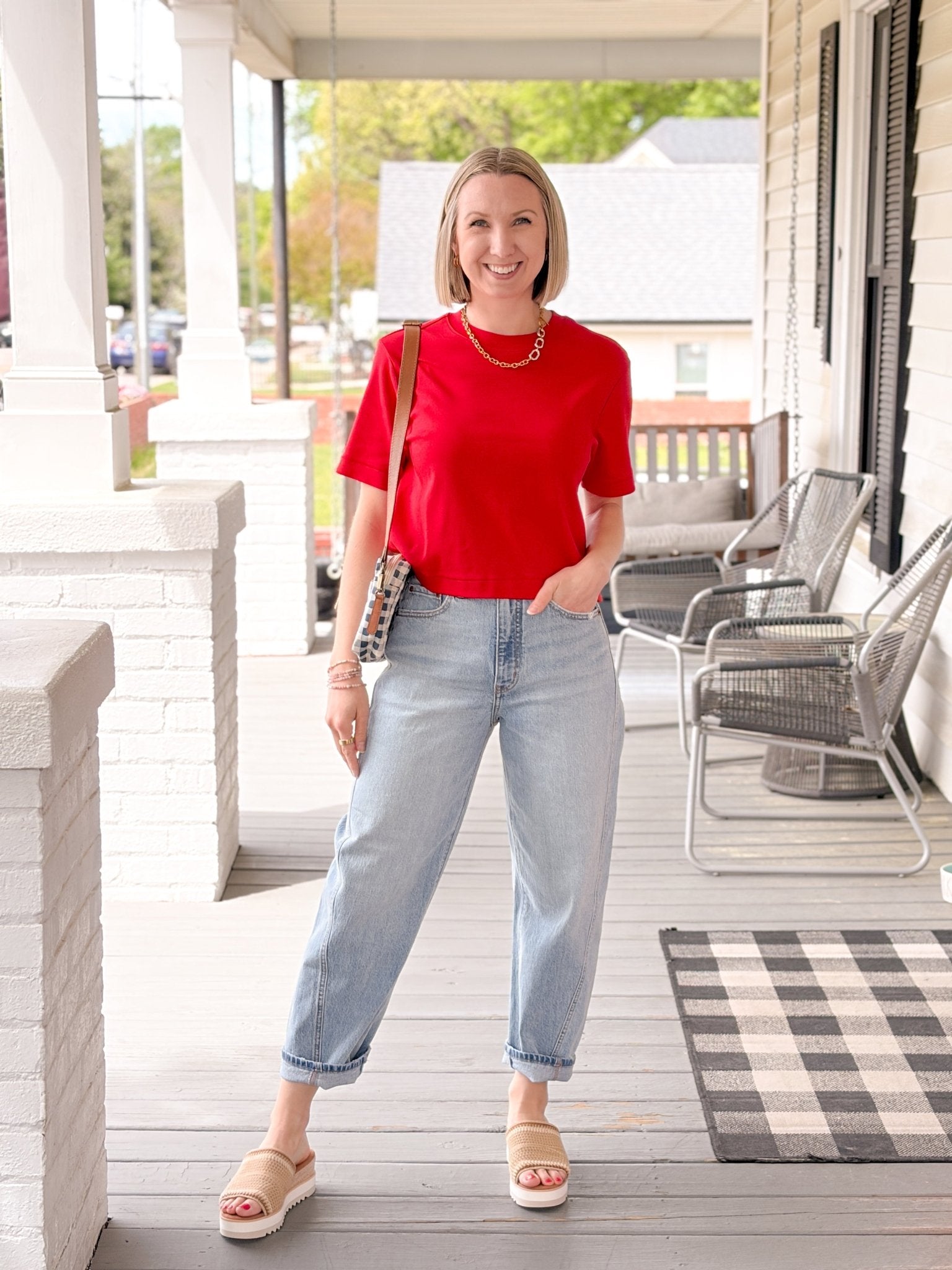 Rose & Lee Co Riley Top, Red by Mavi Jeans short sleeve