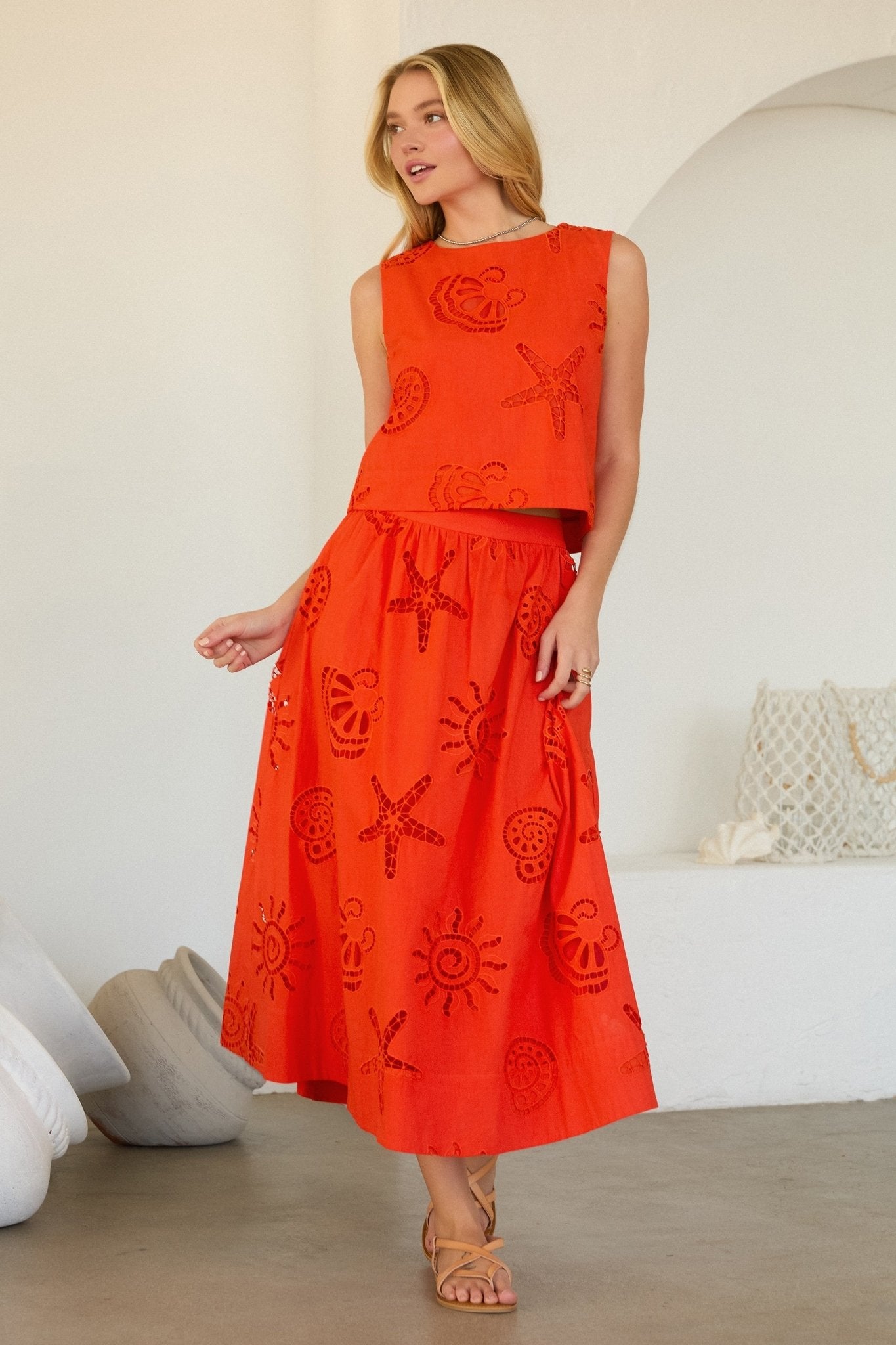 Rose & Lee Co Mckenna Top, Coral Tanks