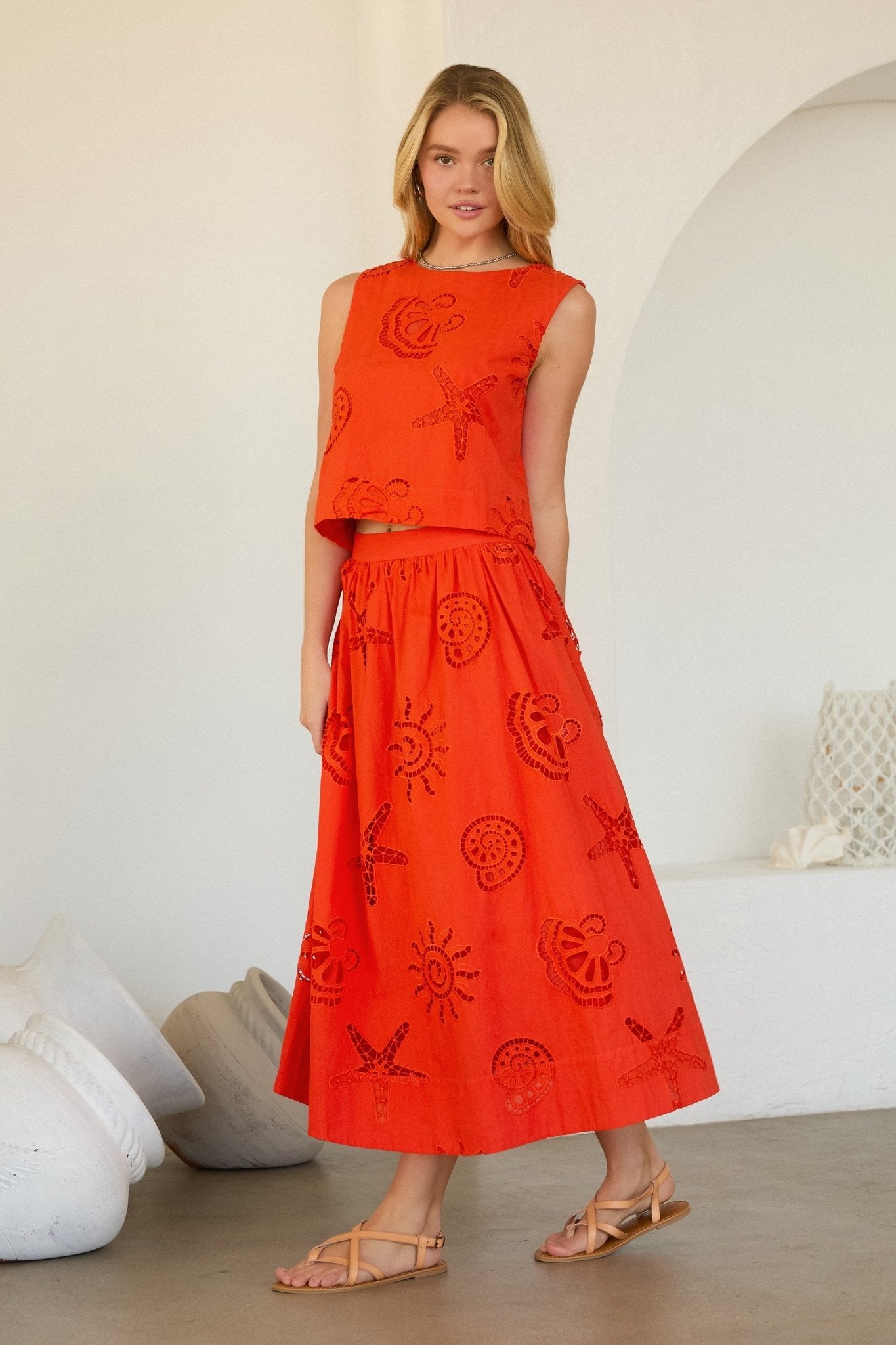 Rose & Lee Co Mckenna Top, Coral Tanks