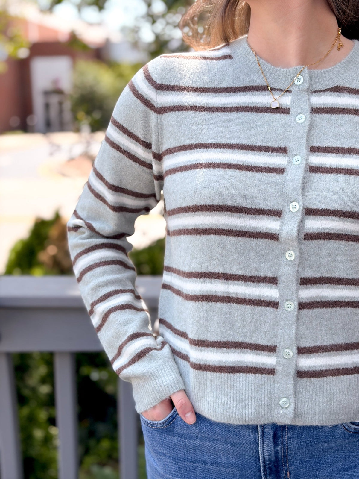 Rose & Lee Co Medina Stripe Cardigan, Aqua Cloud by Z Supply Cardigan