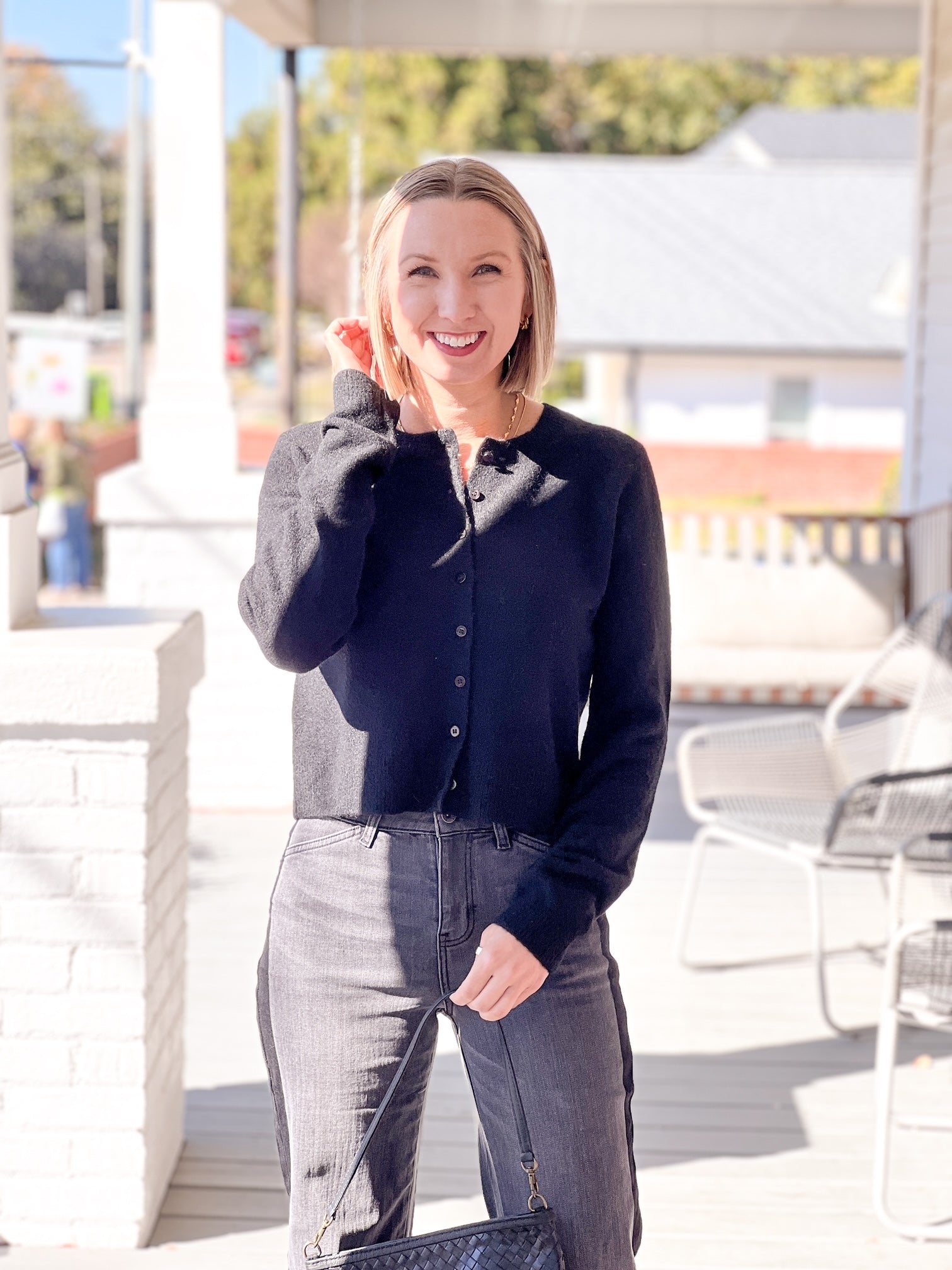 Black Long Sleeve Button Front Cardigan