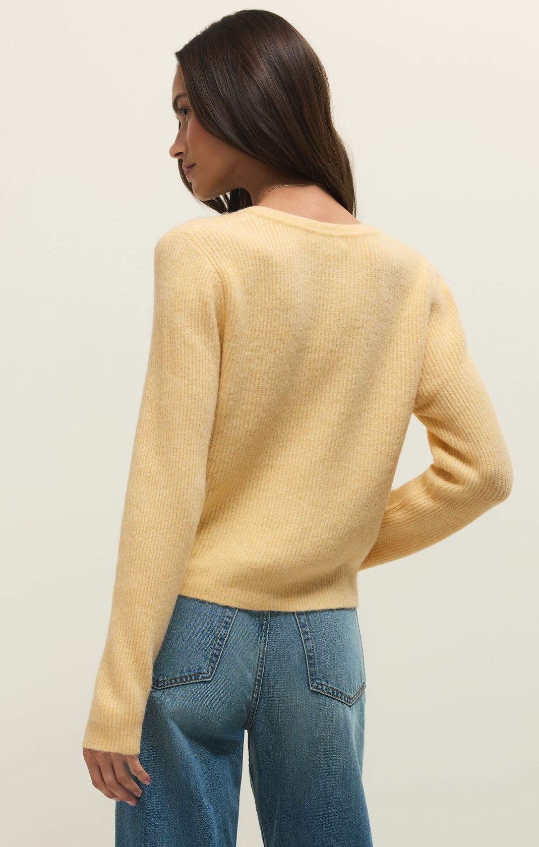 Yellow Midweight Button Up Cardigan
