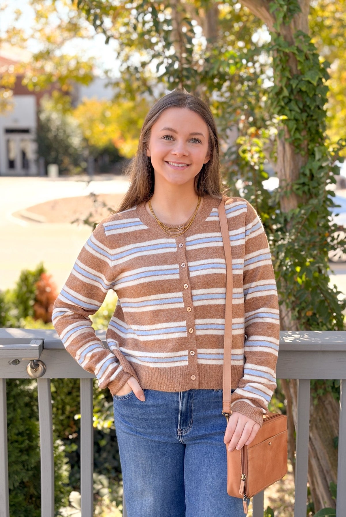 Rose & Lee Co Medina Stripe Cardigan, Golden Caramel by Z Supply Cardigan
