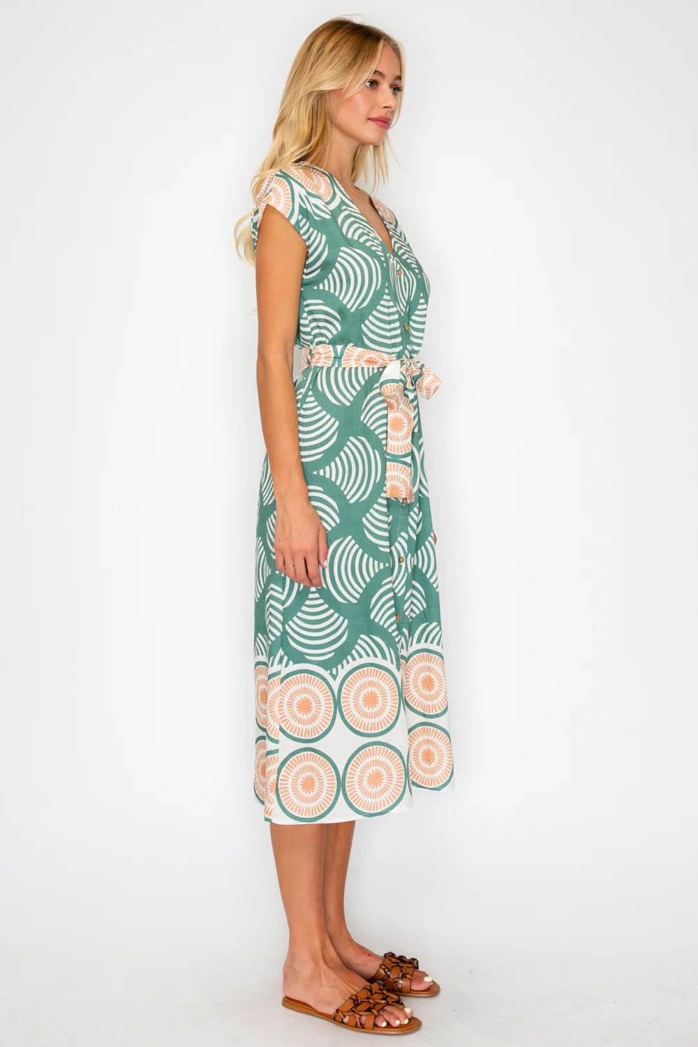 Rose & Lee Co Meilani Dress, Olive Work Dress