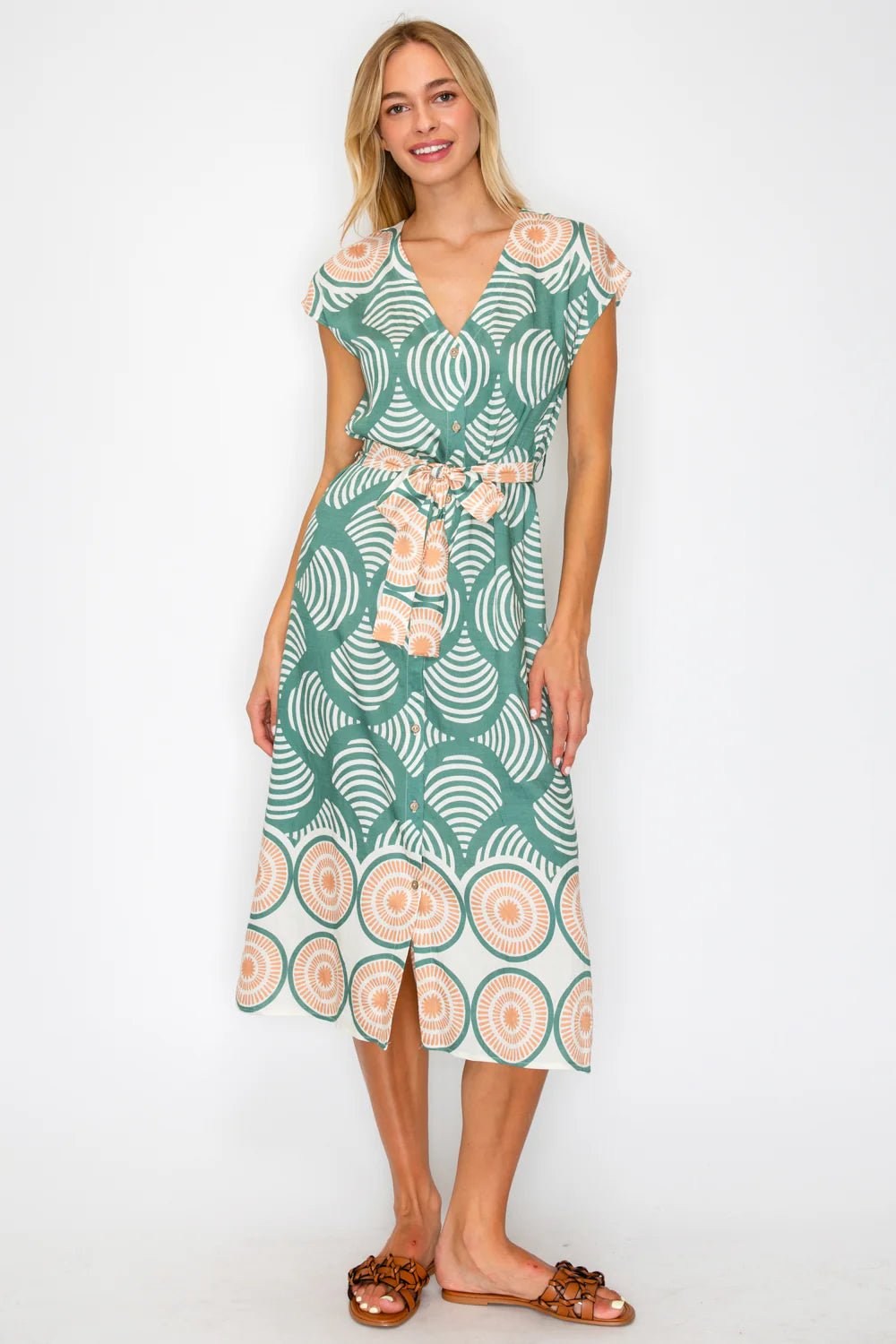 Rose & Lee Co Meilani Dress, Olive Work Dress