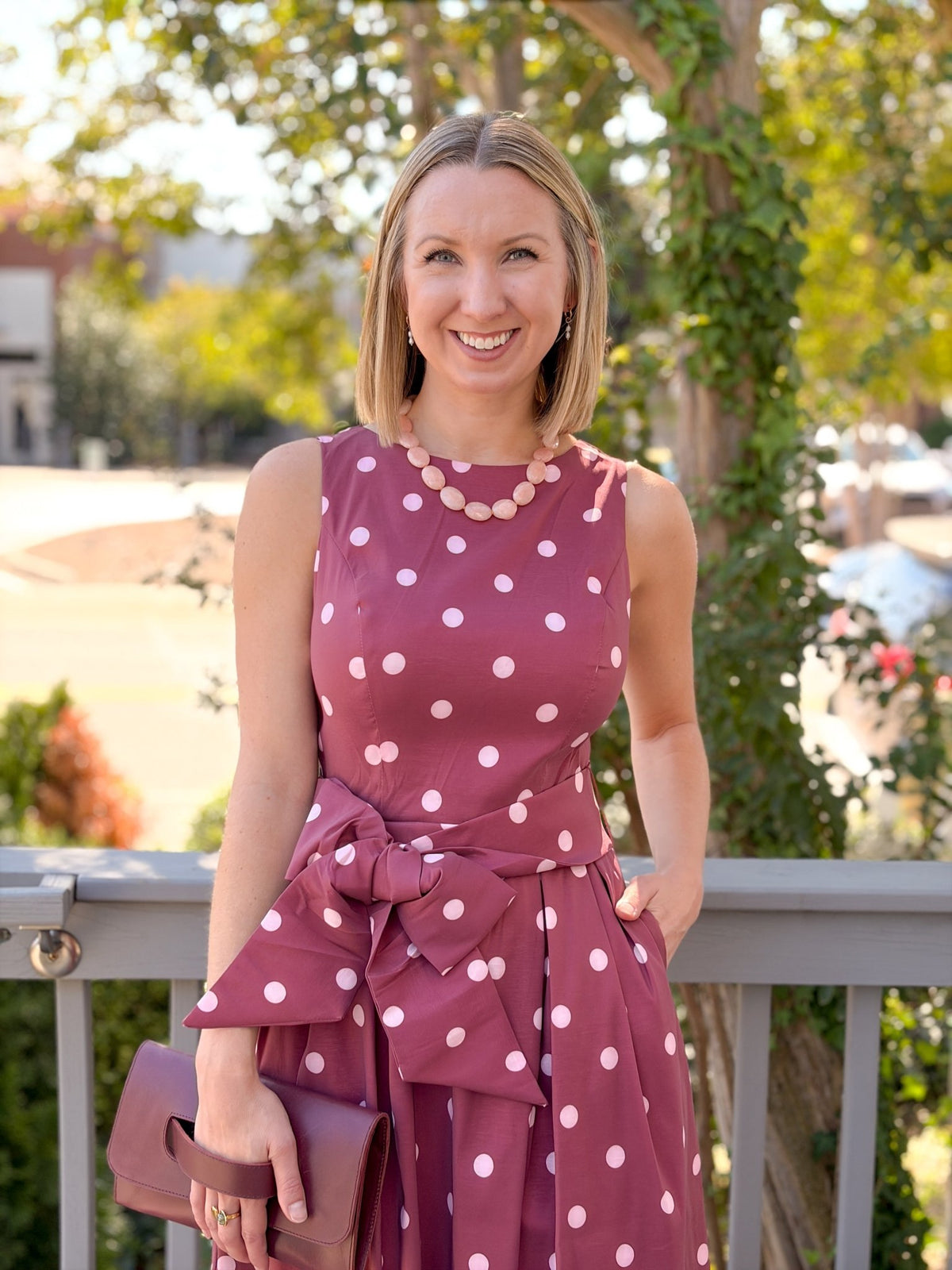 Rose & Lee Co Meina Dress, Burgundy/Cream Event Dress