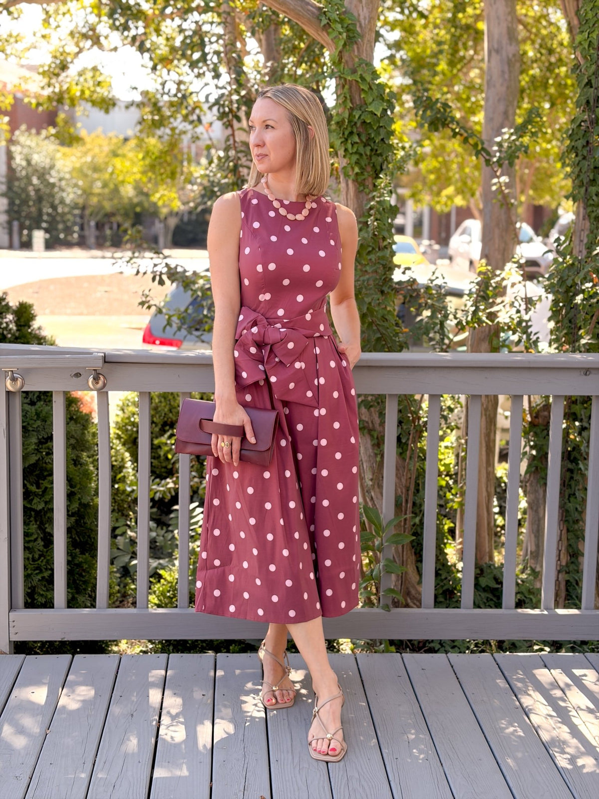 Rose & Lee Co Meina Dress, Burgundy/Cream Event Dress