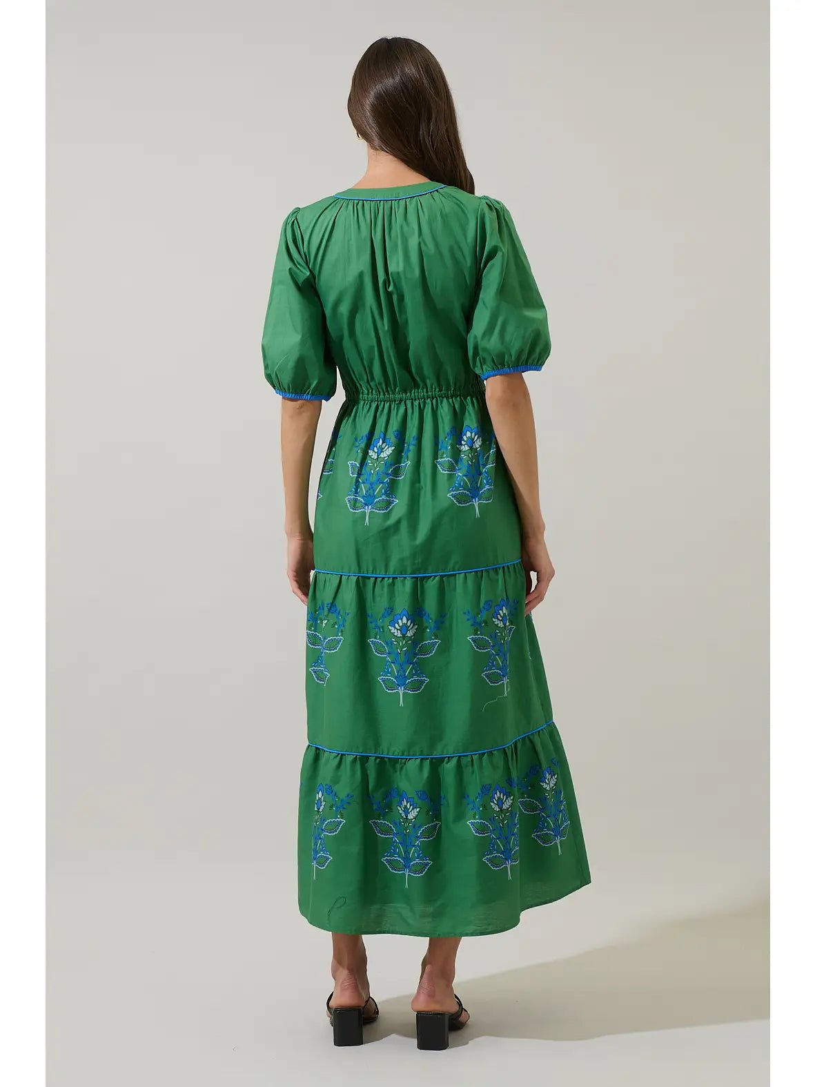 Rose & Lee Co Meridy Dress, Kelly Green/Blue Casual Dresses