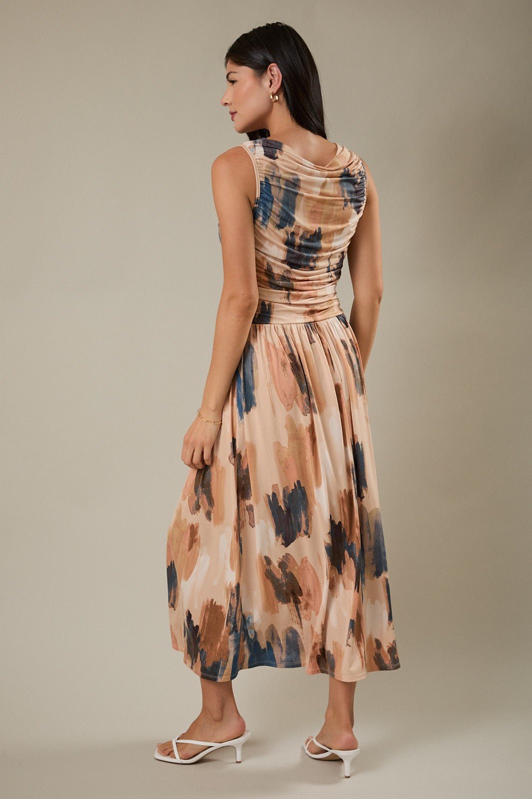 Rose & Lee Co Mia Dress, Blue/Taupe Abstract Event Dress