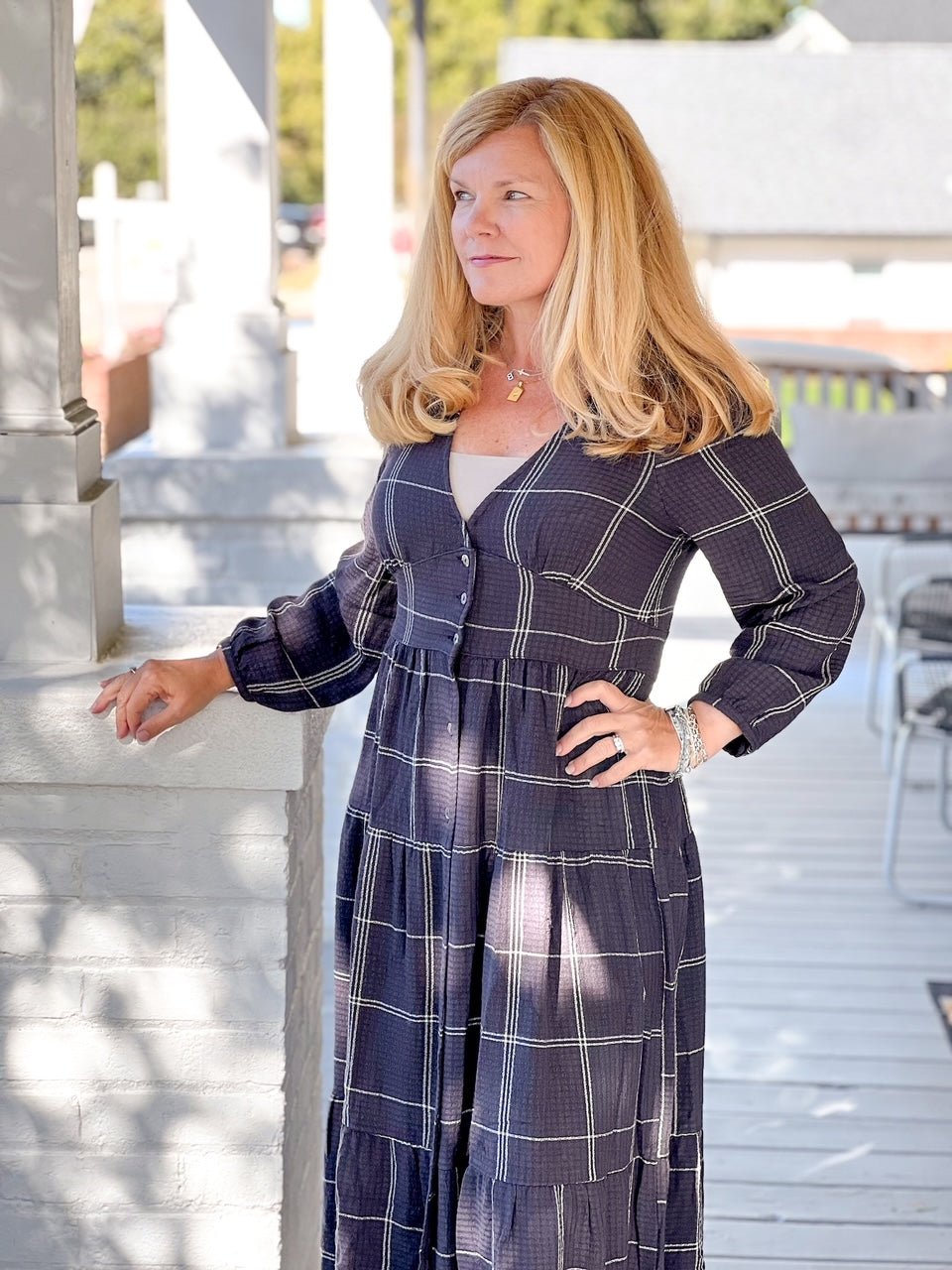 Rose & Lee Co Maeve Dress, Black Windowpane by Marine Layer unknown