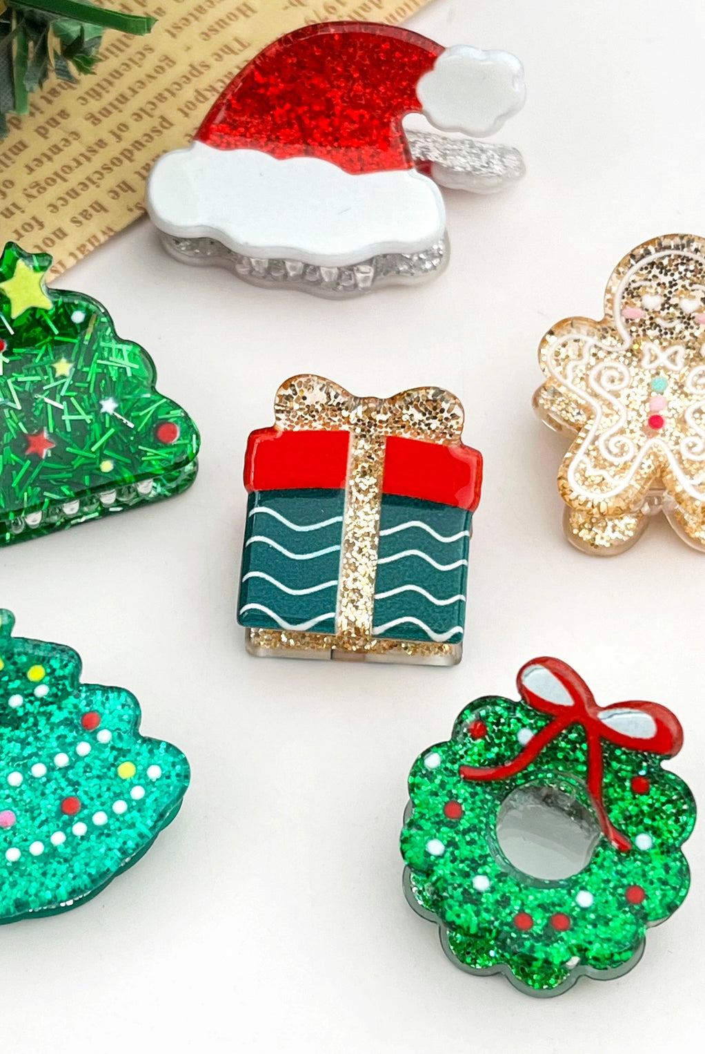 Rose & Lee Co Mini Christmas Claw Clip, Assorted Accessories