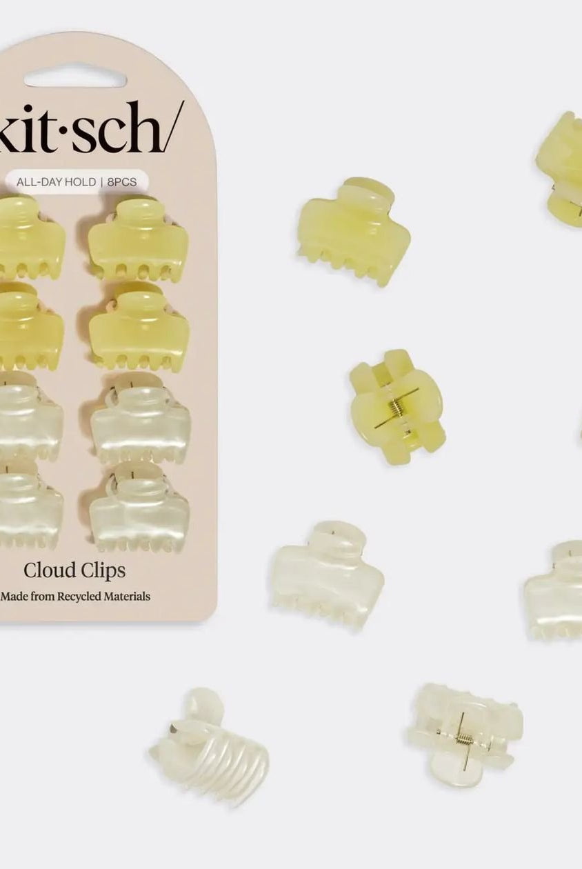 Rose & Lee Co Mini Jelly Cloud Clips 8pc Set, Pearlized Cream & Butter Yellow Hair