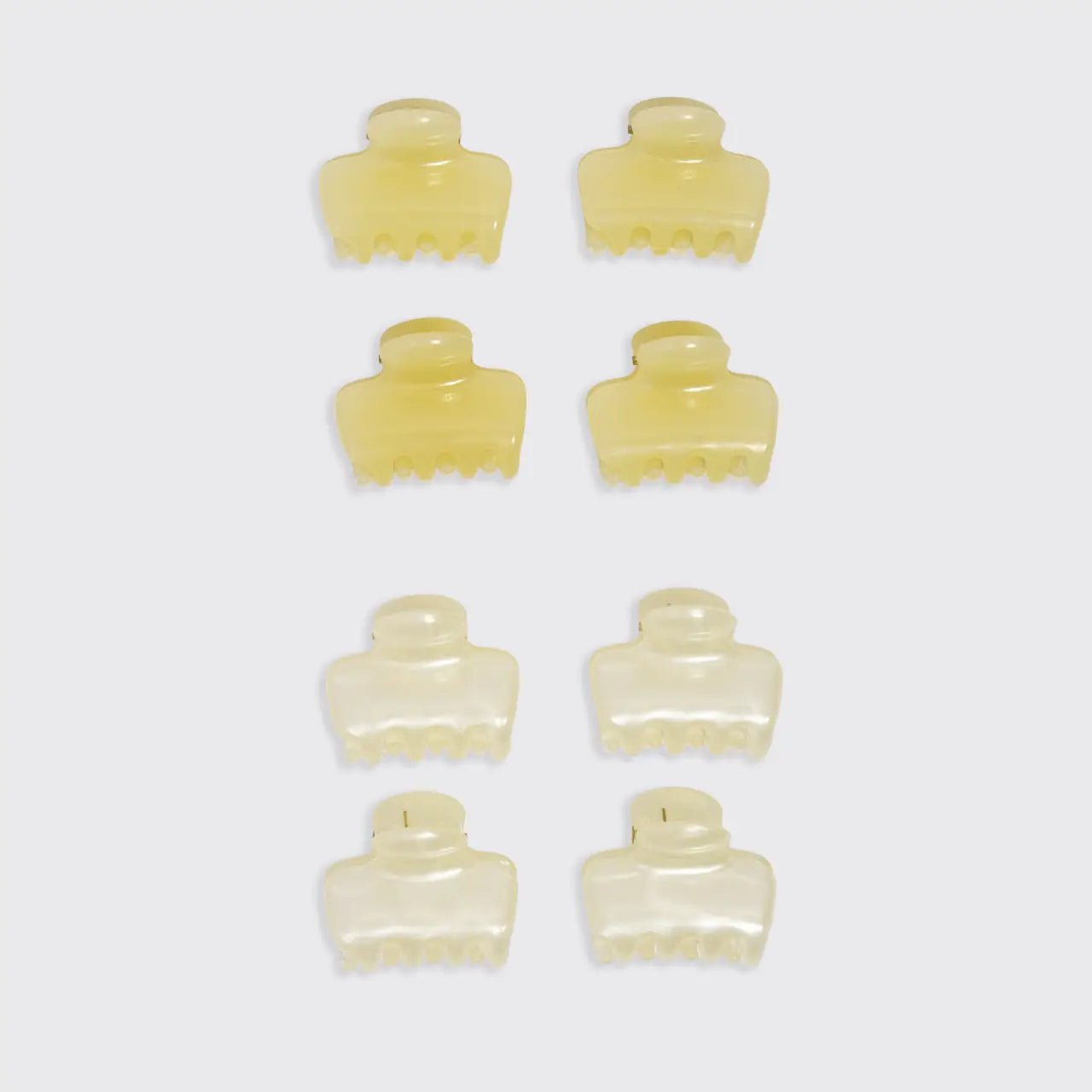 Rose & Lee Co Mini Jelly Cloud Clips 8pc Set, Pearlized Cream & Butter Yellow Hair