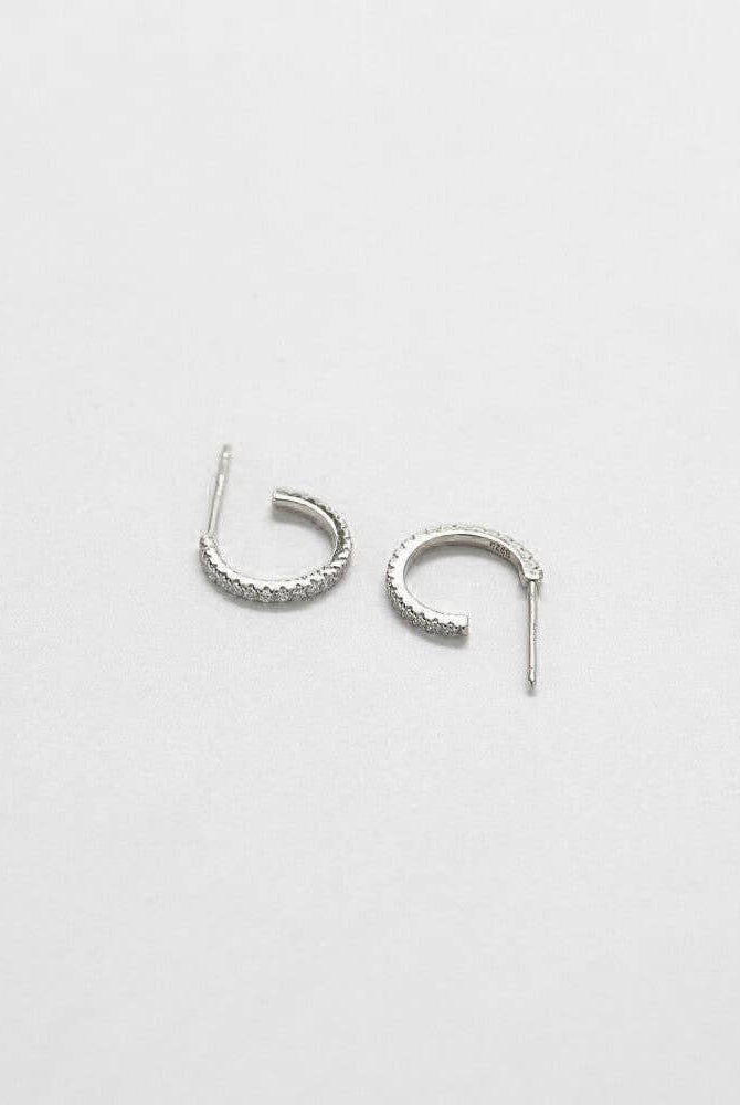 Rose & Lee Co Mini Pave Silver Hoops Earrings