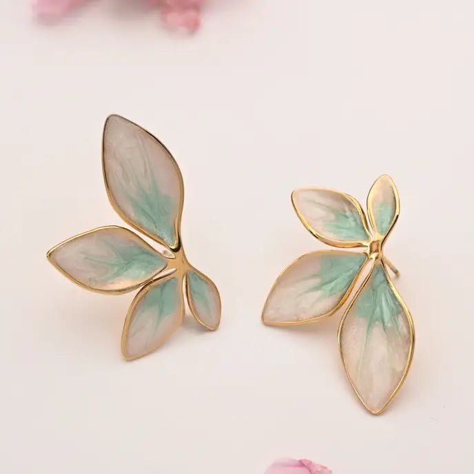 Rose & Lee Co Flourish Leaf Earrings, Mint Earrings