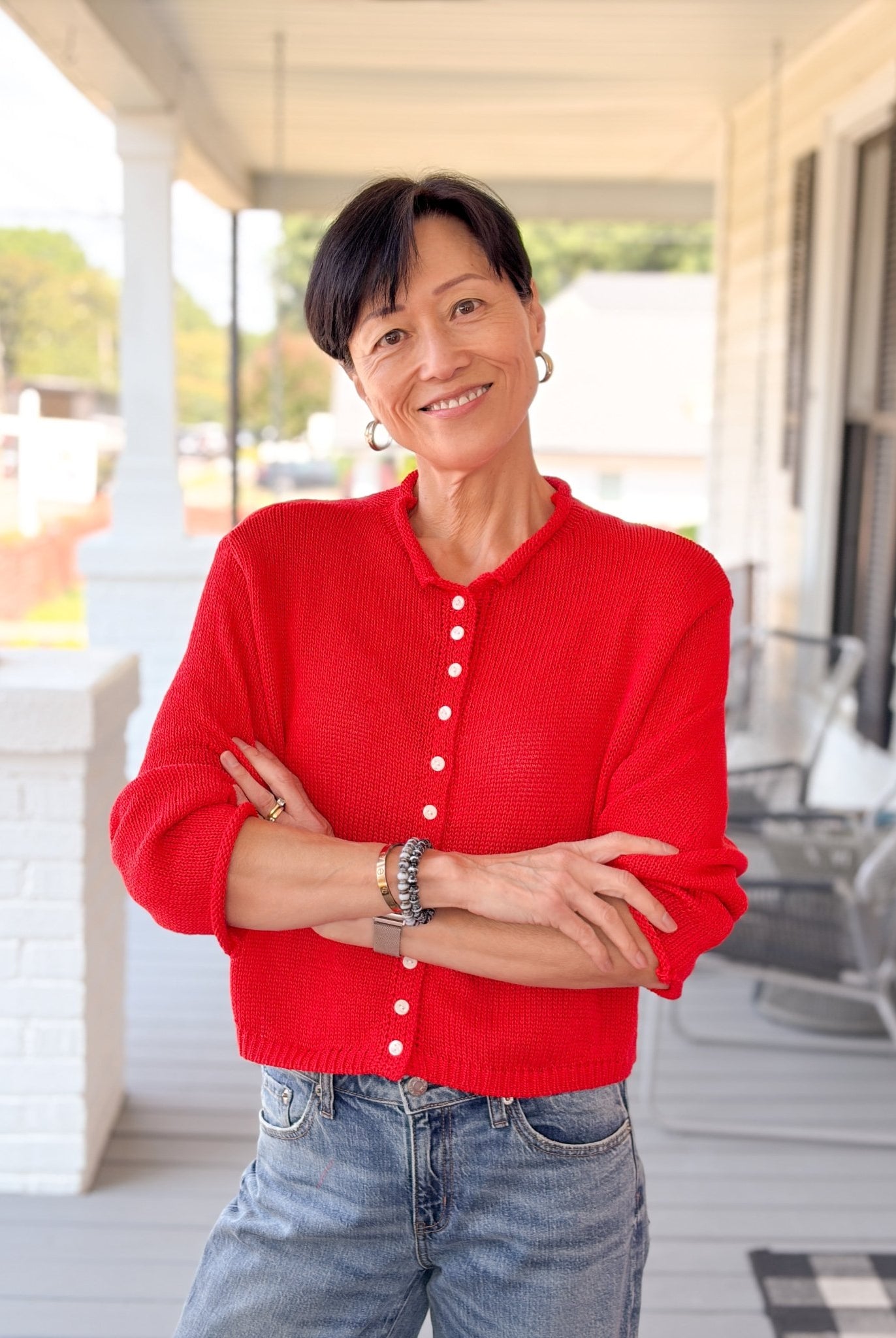 Rose & Lee Co Knox Cardigan, Scarlet Cardigan
