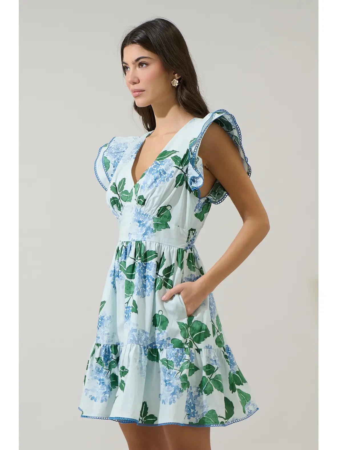 Rose & Lee Co Mirla Dress, Blue/Green Floral Casual Dresses