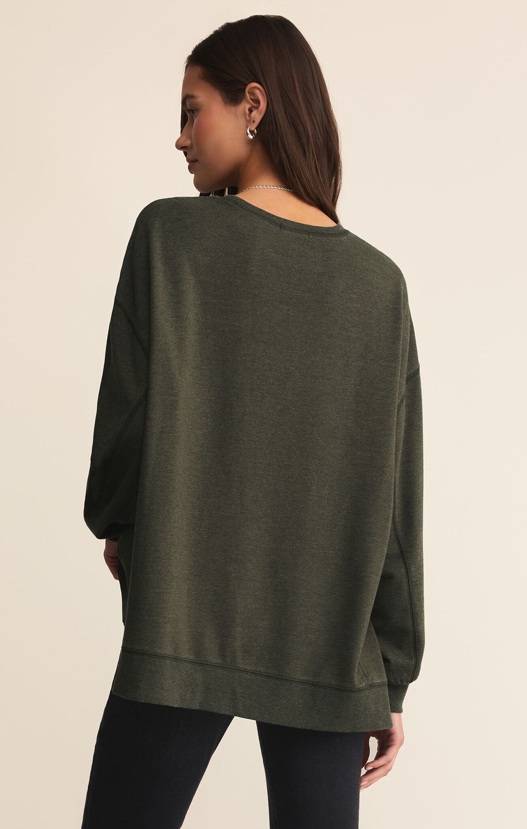 Dark Green Long Sleeve Crew Neck Sweatshirt
