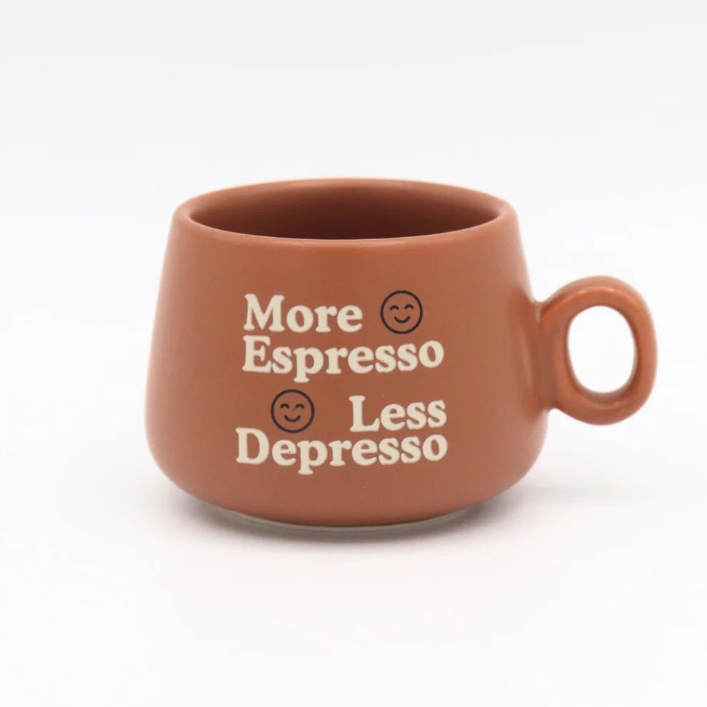 Rose & Lee Co Mug Shot Glass, More Espresso Less Depresso Drinkware