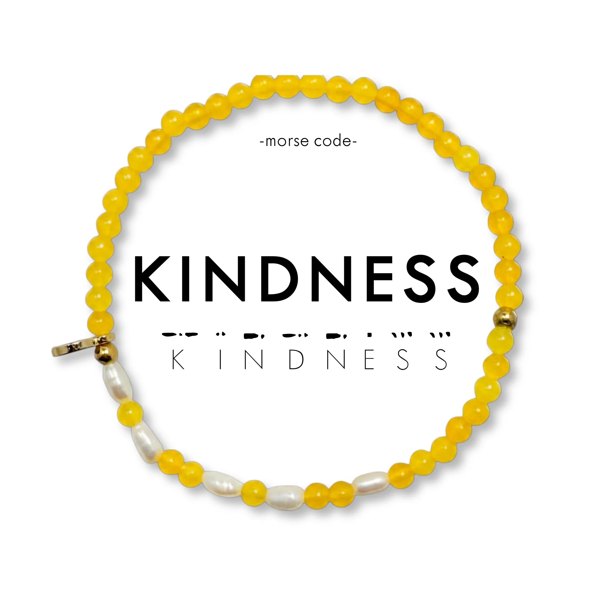 Kindness Morse Code Pearl & Stone Beaded Bracelet