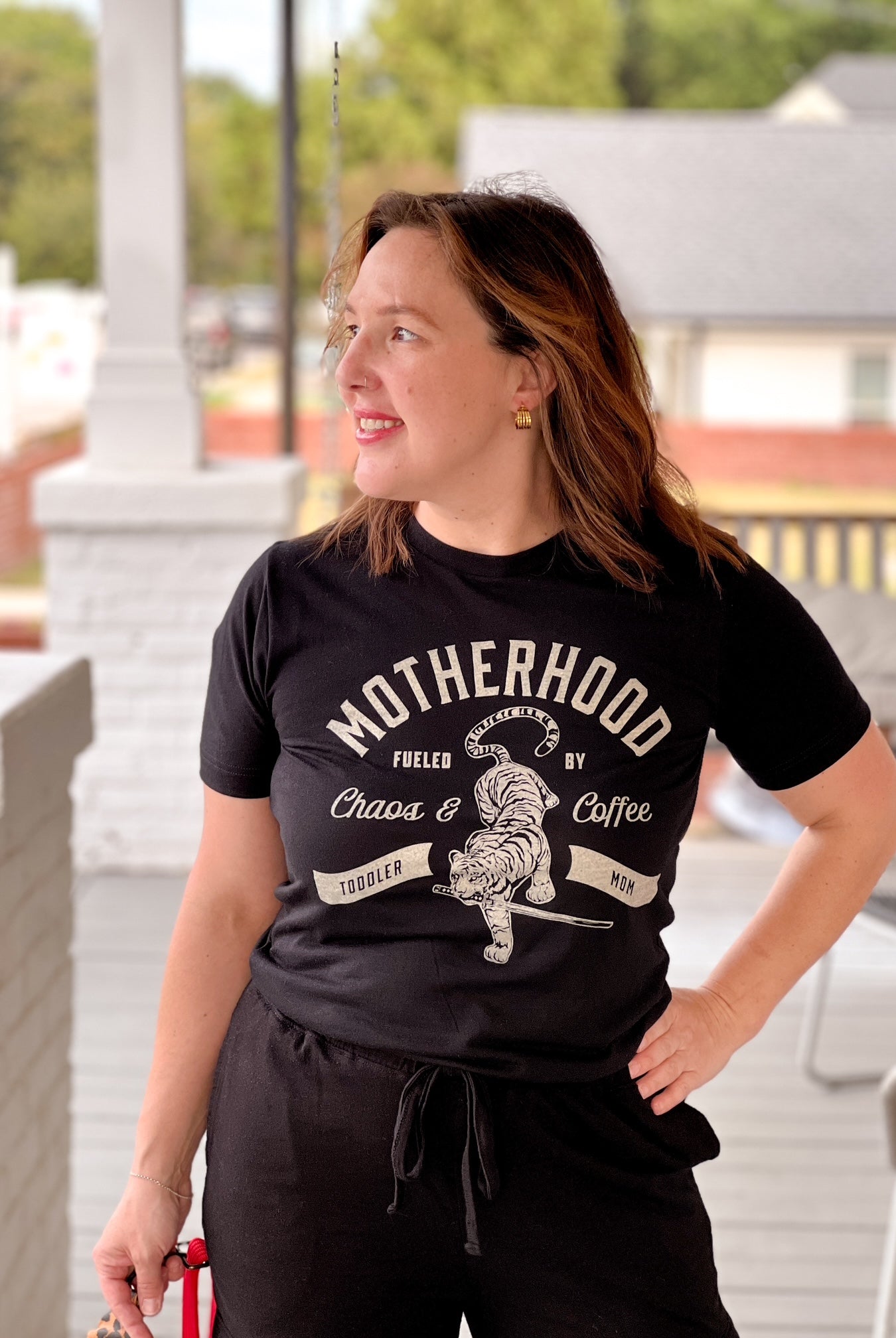 motherhood short sleeve black tee