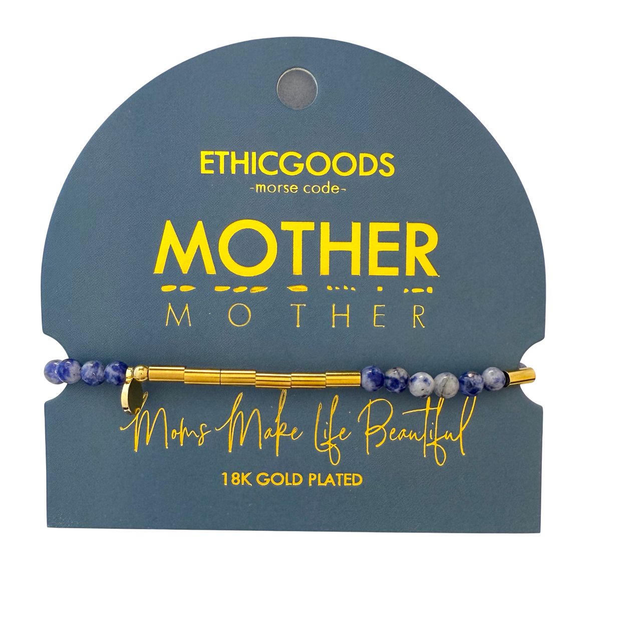 Mother Morse Code Pearl & Stone Beaded Bracelet