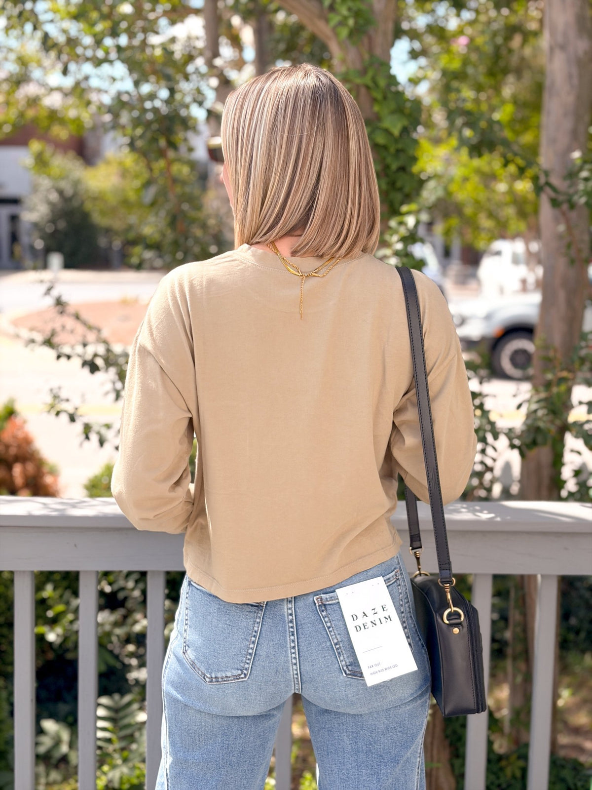 Rose & Lee Co Nalani Top, Khaki Green Long Sleeve