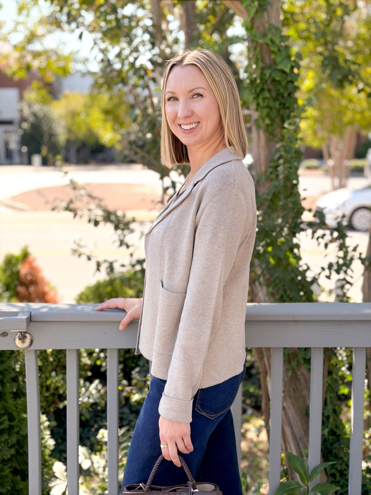 Rose & Lee Co Naomi Cardigan, Taupe Heather Cardigan