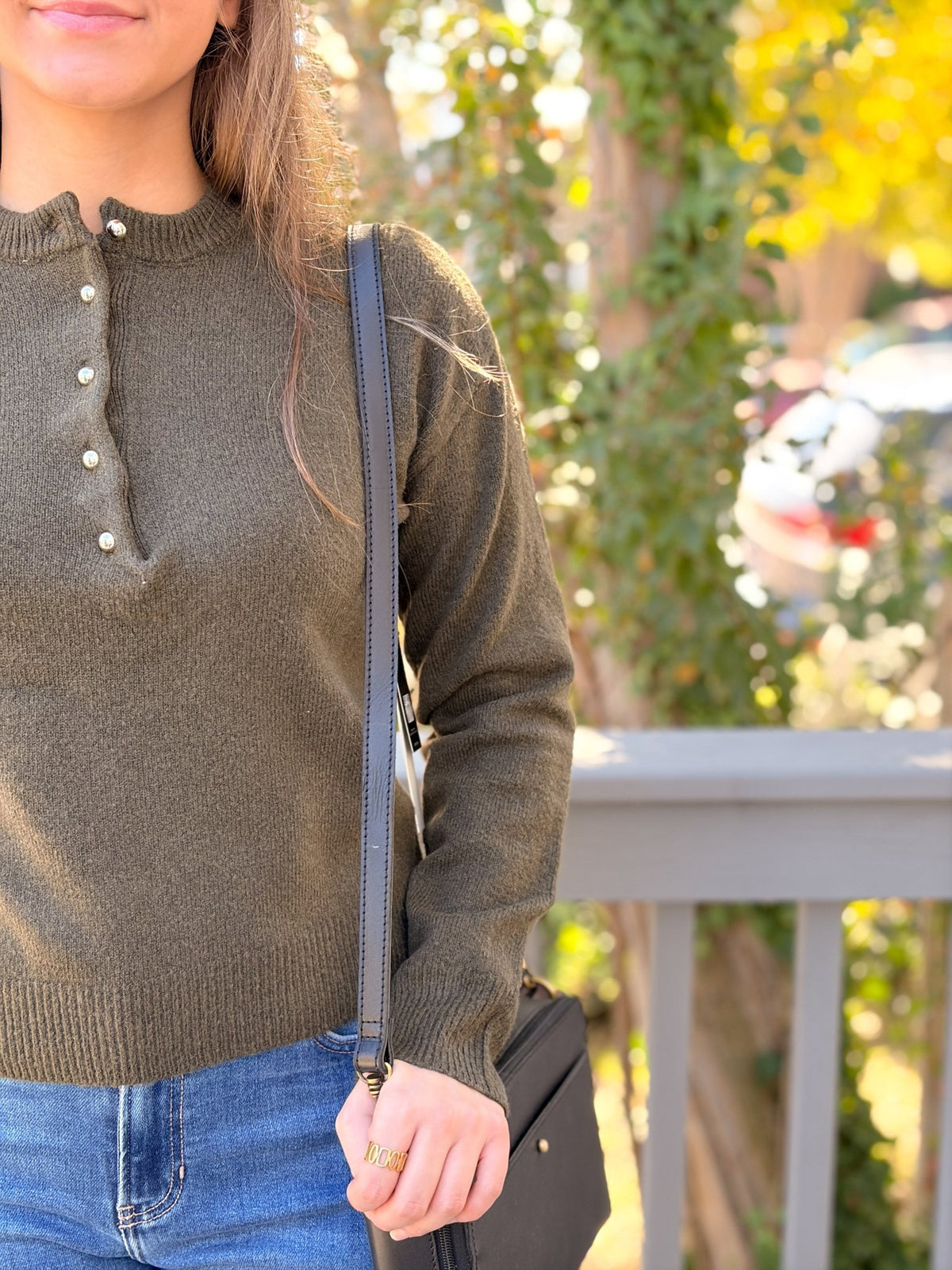 Rose & Lee Co Nisha Top, Olive Long Sleeve