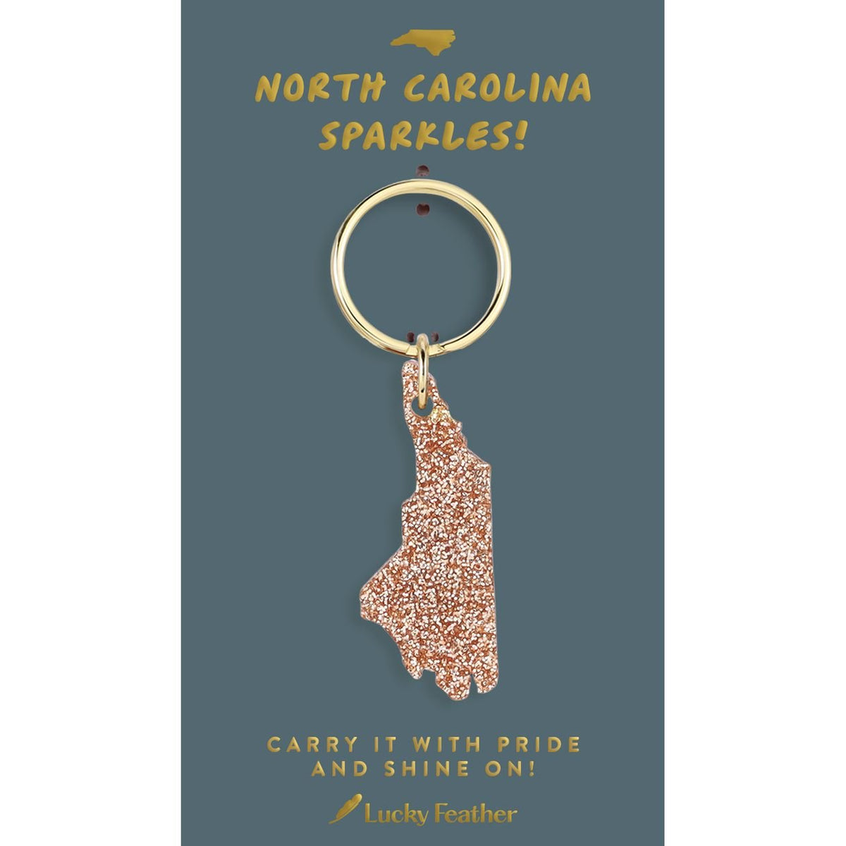 Rose & Lee Co Glitter Keychain, North Carolina Home & Gifts