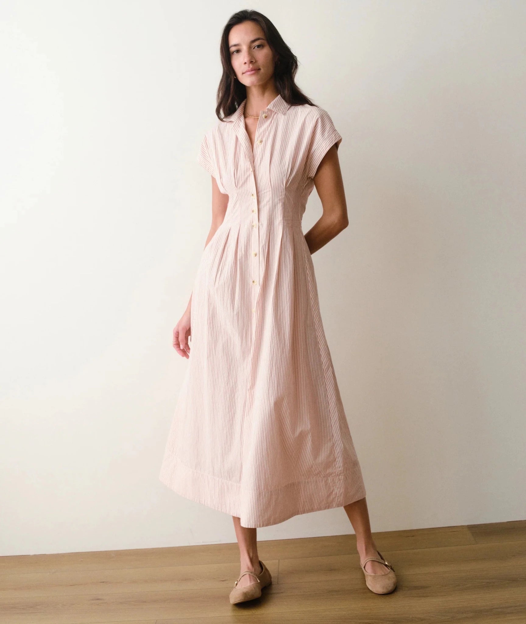 Rose & Lee Co Nova Dress, Rust/White Stripe by Marine Layer Casual Dresses