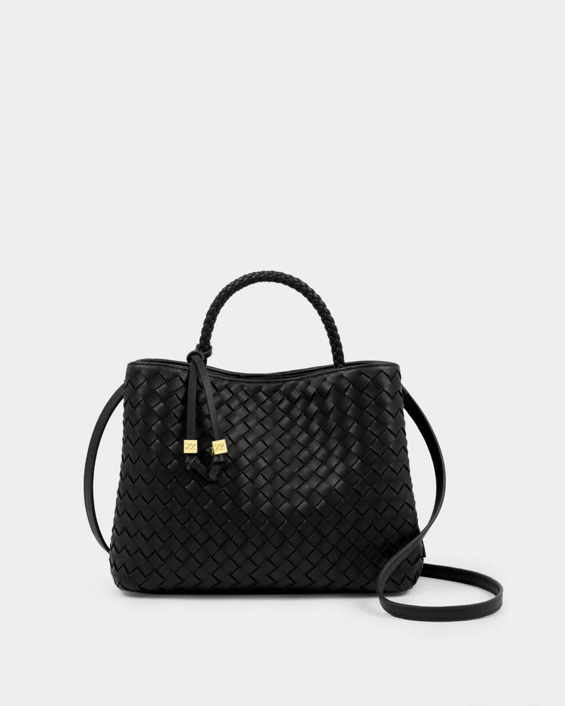 Rose & Lee Co Nova Woven Top Handle Bag, Black Bags