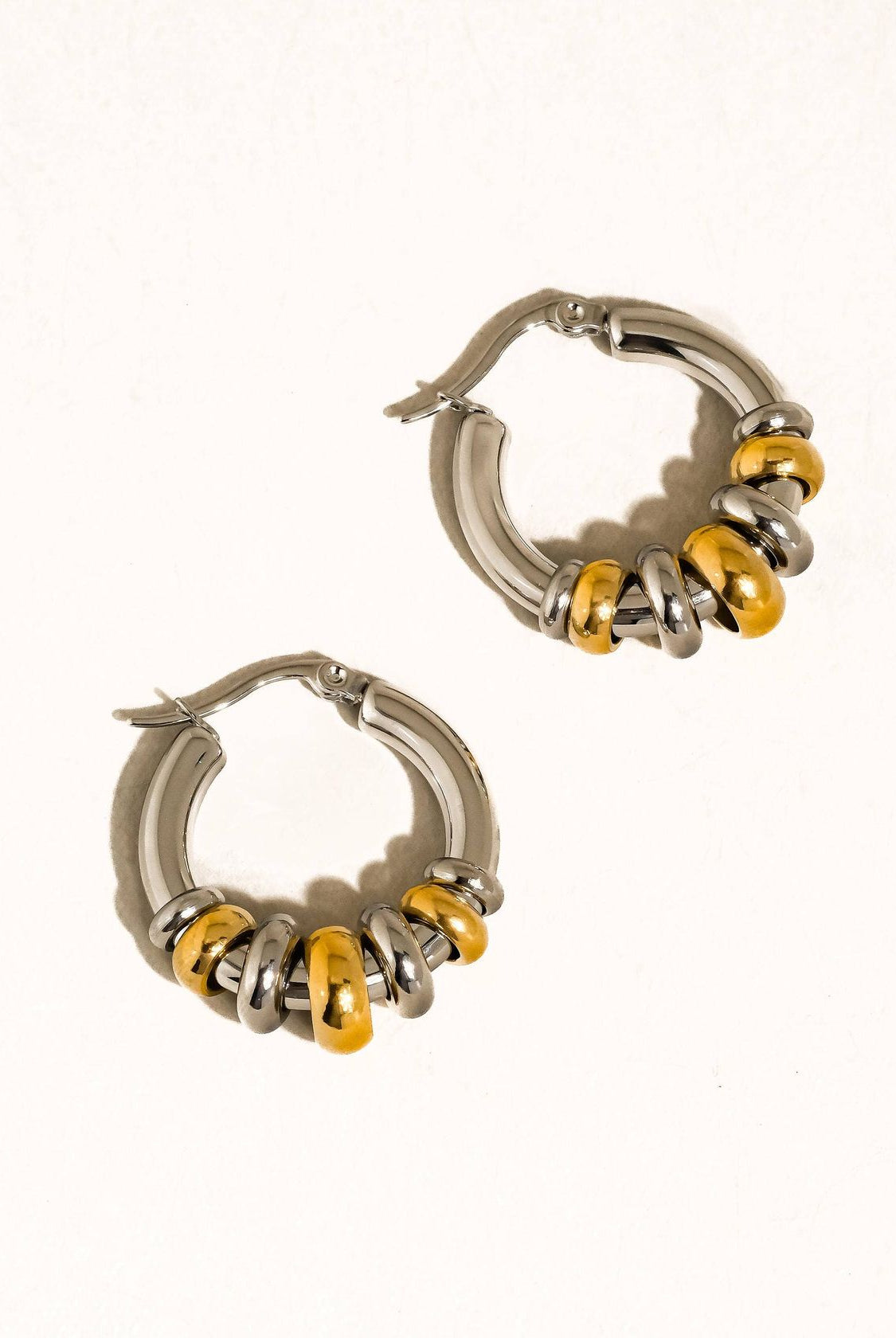 Rose & Lee Co Novine Two Tone Hoop Earrings, 18k Gold Earrings