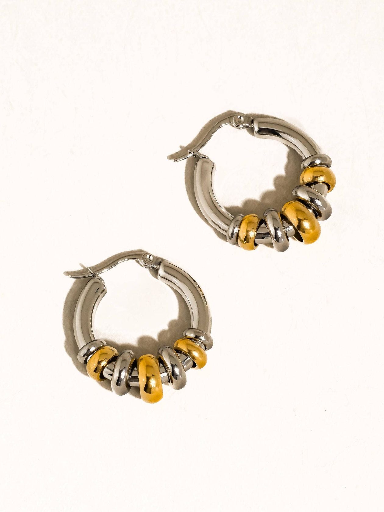 Rose & Lee Co Novine Two Tone Hoop Earrings, 18k Gold Earrings