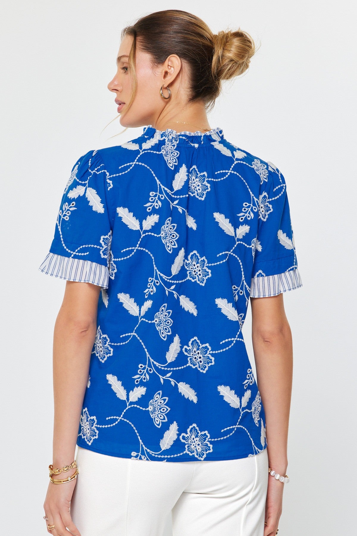 Rose & Lee Co Nylah Top, Blue Work Tops
