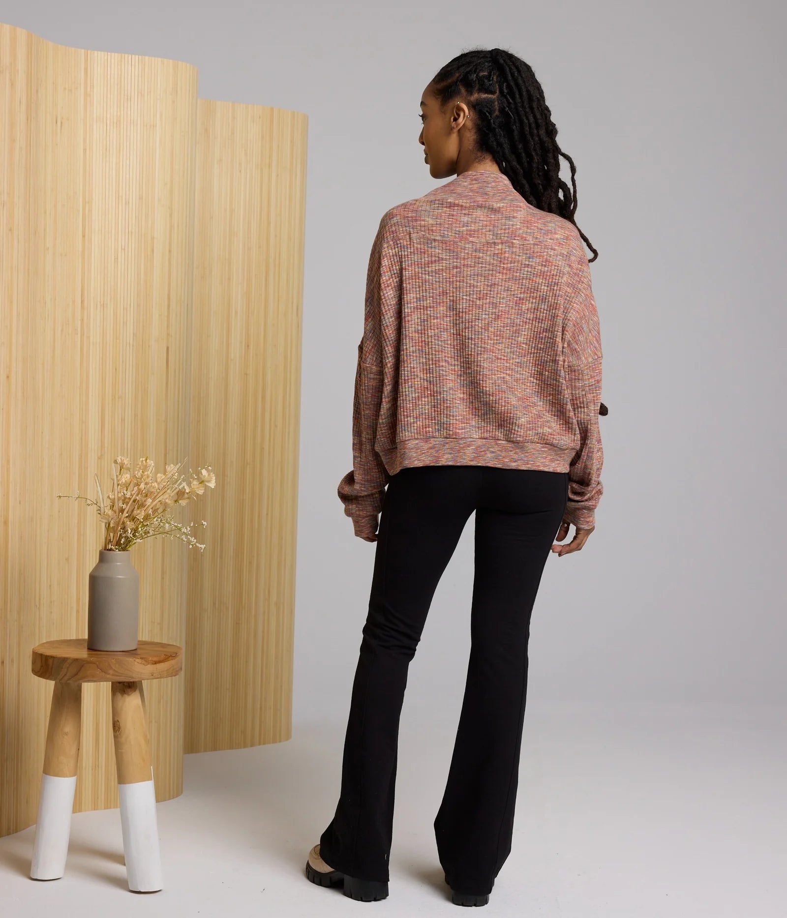 Multi Colored Mock Neck Long Sleeve Top