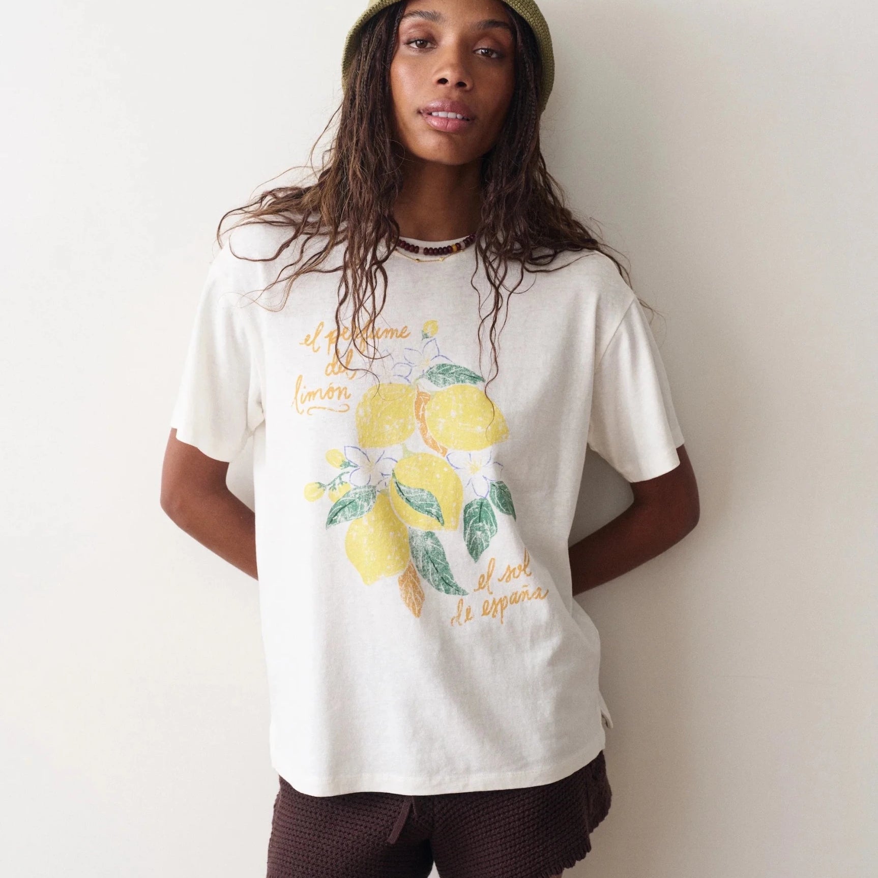 Rose & Lee Co Oversized Hemp Graphic Tee, Antique White by Marine Layer short sleeve