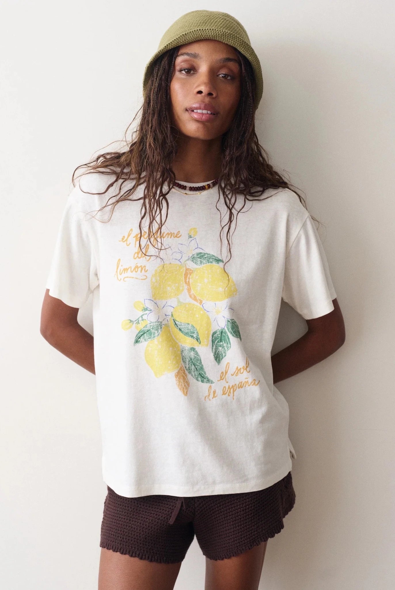 Rose & Lee Co Oversized Hemp Graphic Tee, Antique White by Marine Layer short sleeve