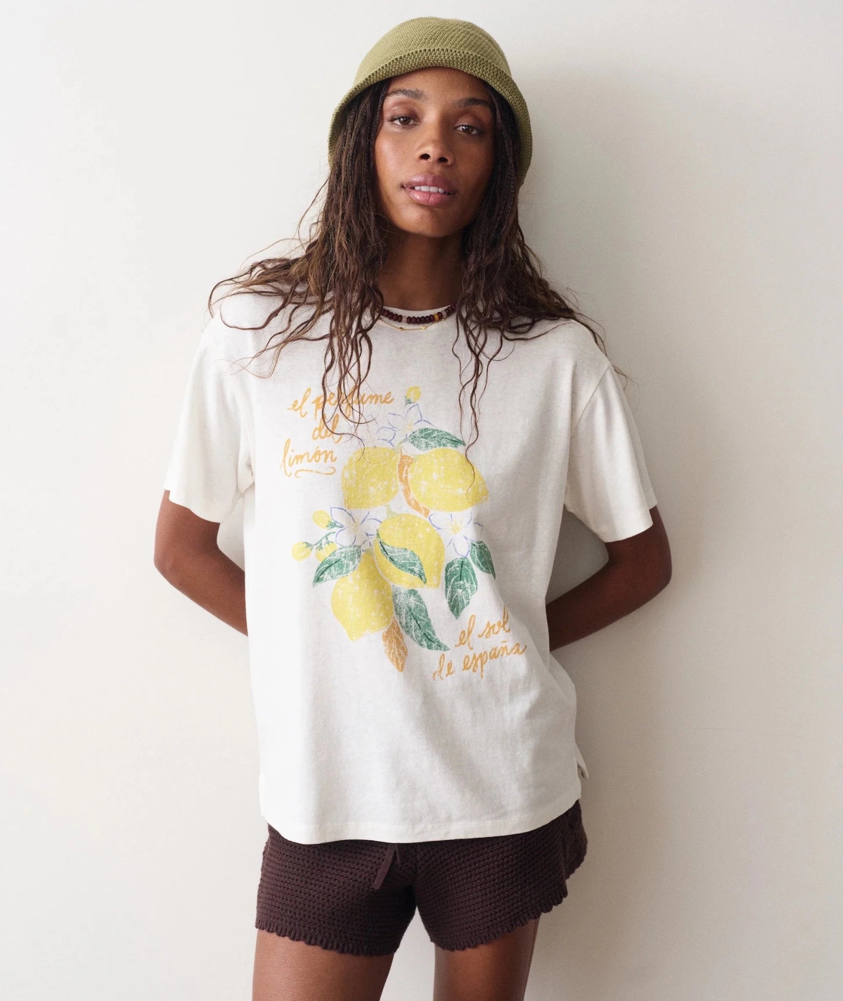 Rose & Lee Co Oversized Hemp Graphic Tee, Antique White by Marine Layer short sleeve