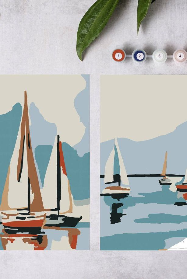 Rose & Lee Co Paint-By-Numbers Kit, Sailboats At Sea Home & Gifts