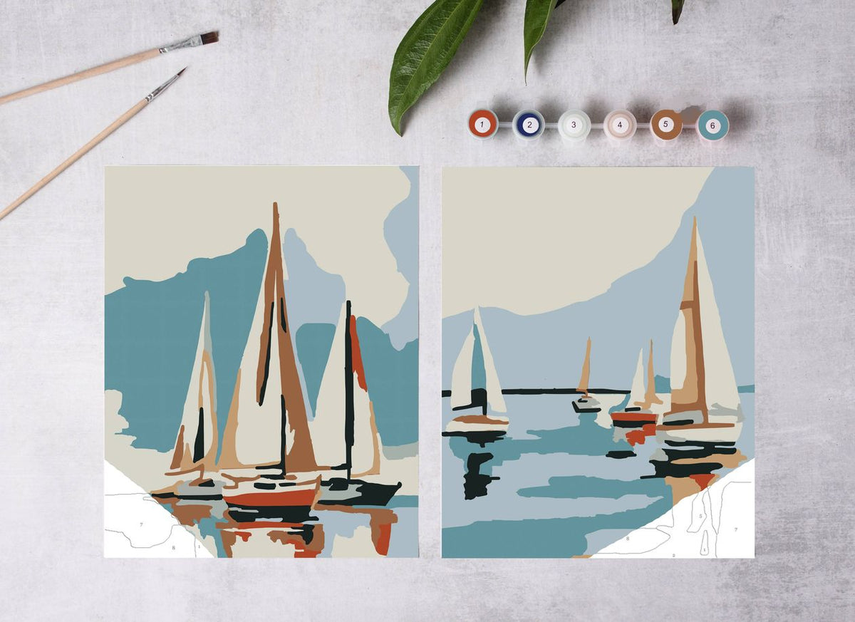 Rose & Lee Co Paint-By-Numbers Kit, Sailboats At Sea Home & Gifts
